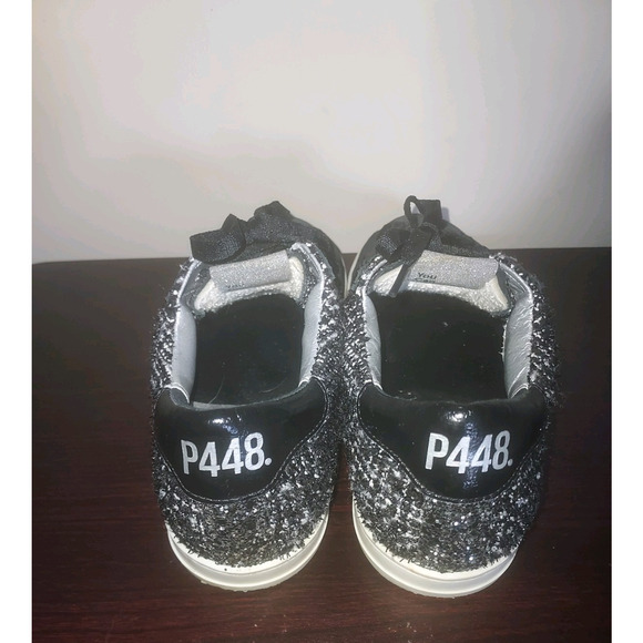 P448 Women's Sneakers EU 39 / US 8 Low Top Tweed Glitter John Shaka Black - Picture 3 of 16